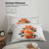 Floral Embroidered Bedding Set White Orange Rose Pattern Bedding With Duvet Cover Pillowcases For Bedroom
