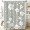 Modern Floral Shower Curtain Grey White Decor for Bathroom with Hooks Included Home Decor Accessories