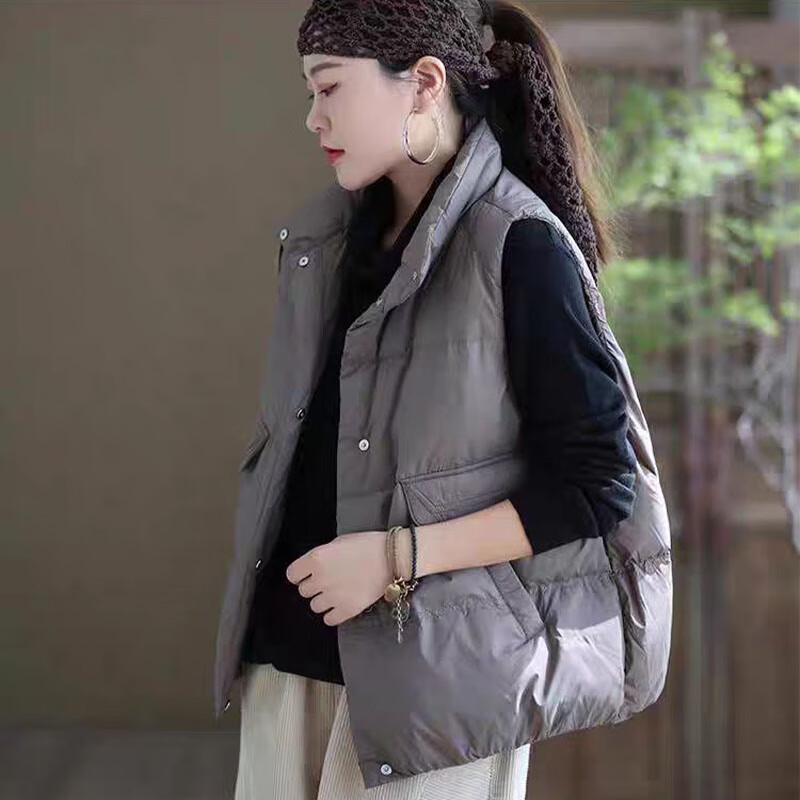 

Raphenny Women s Fashion Casual Short Down Vest L