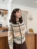 Damen Retro Fair Isle Strickmantel - Herbst/Winter Weicher Jacquardstrick Lockerer Cardigan