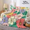 Vintage Color Flower Tile Flannel Blanket Warm Soft Halloween Christmas Decorative Couch Warm Cozy All-Season Gift