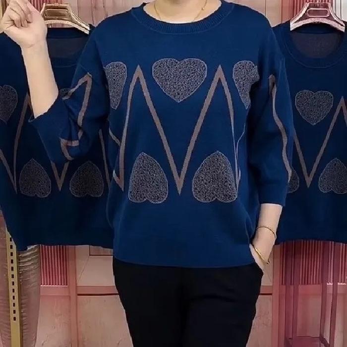 

Taoxin Топ с рукавом 7/8 свободного кроя Одежда для мамы Летний Универсальный и Модный стиль для омоложения 4XL синий