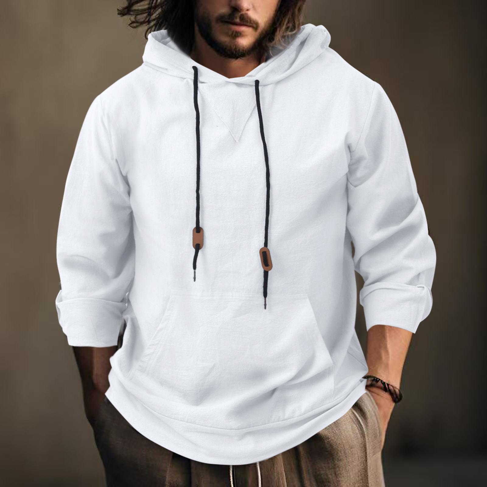 

Men s Outdoor Casual Linen Hooded Sweatshirt XL