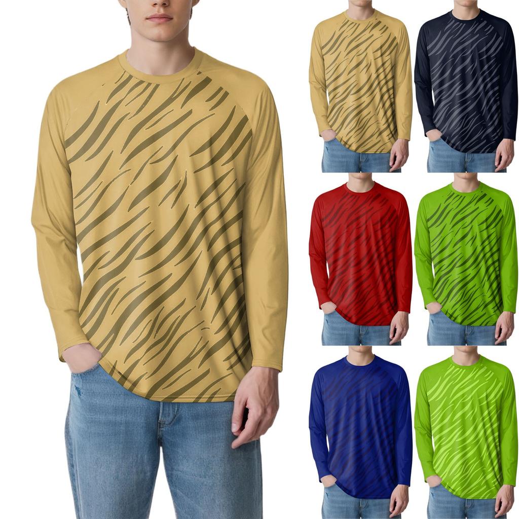 Men's Fashion Printed Raglan Long Sleeve Sports Top