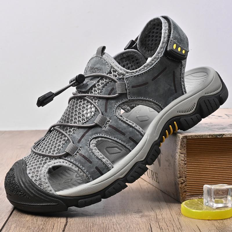 Fashion Outdoor Genuine Leather Men's Sandals High-quality Summer Non-slip Beach Shoes Sneakers Men Walking Mountaineering Travel Shoes