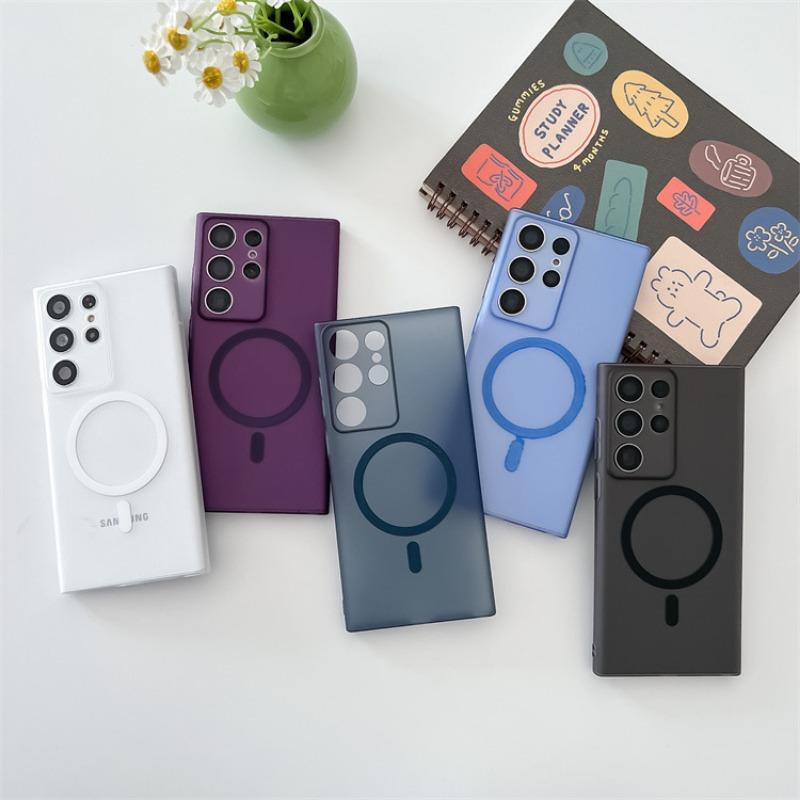 Capa Magnética Fosca de PC Rígido para Samsung Galaxy S24 S23 Ultra S22 Plus Semitransparente à Prova de Choque Capa Protetora