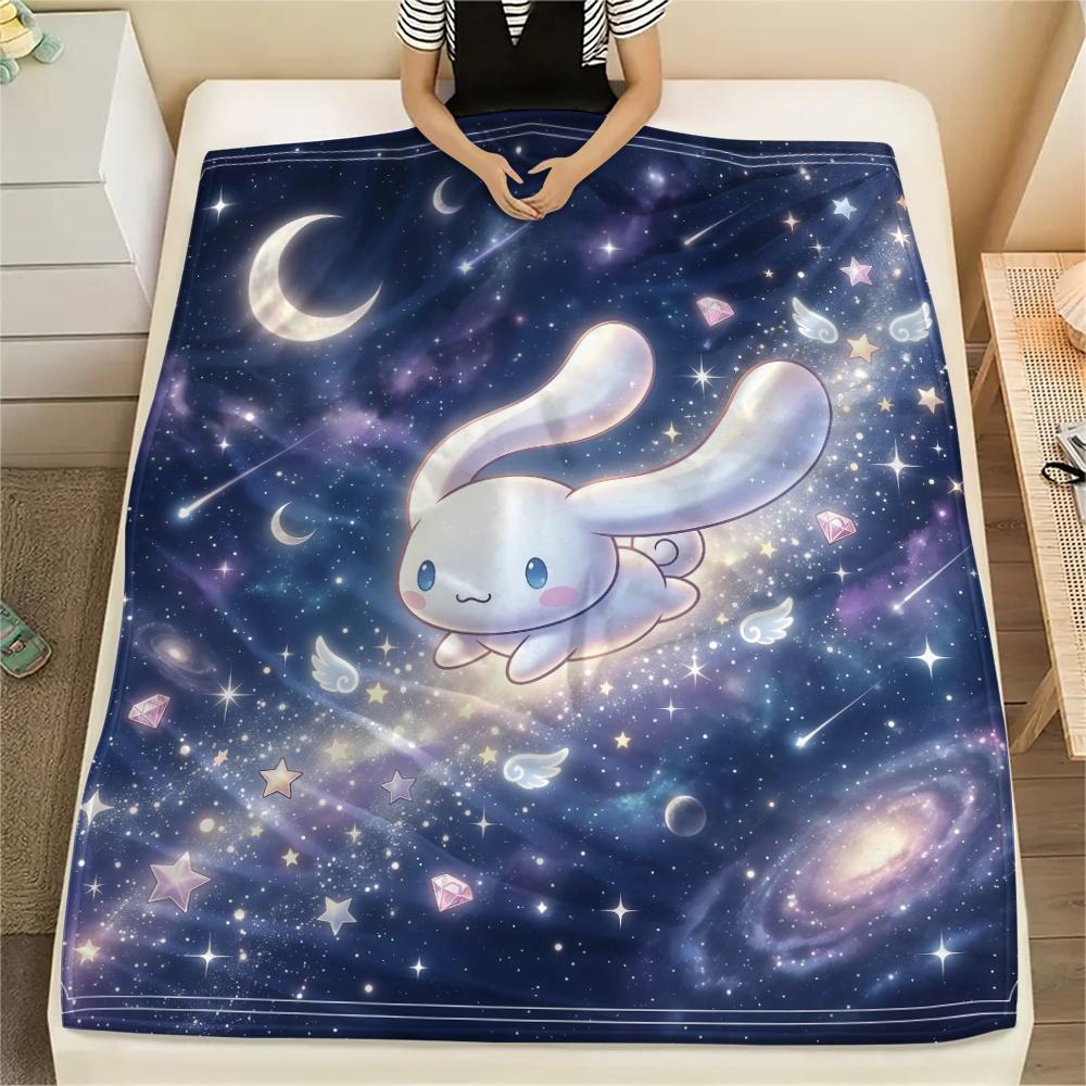 1PC Cinnamoroll Print Flannel Blanket, High Quality All Seasons, Home Decor, Warmth and Comfort, Perfect for Christmas Gifts