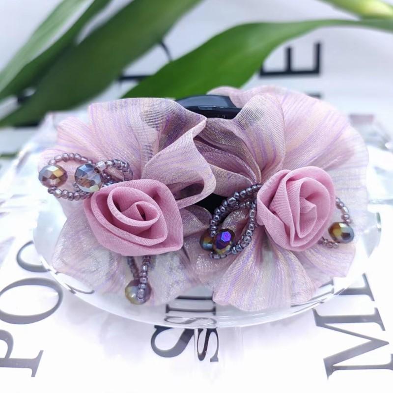 Blume Haarspange für Frauen, Elegante Haarklammer mit europäischer Spitze, Handgemachte Haarnadel für Hochsteckfrisuren