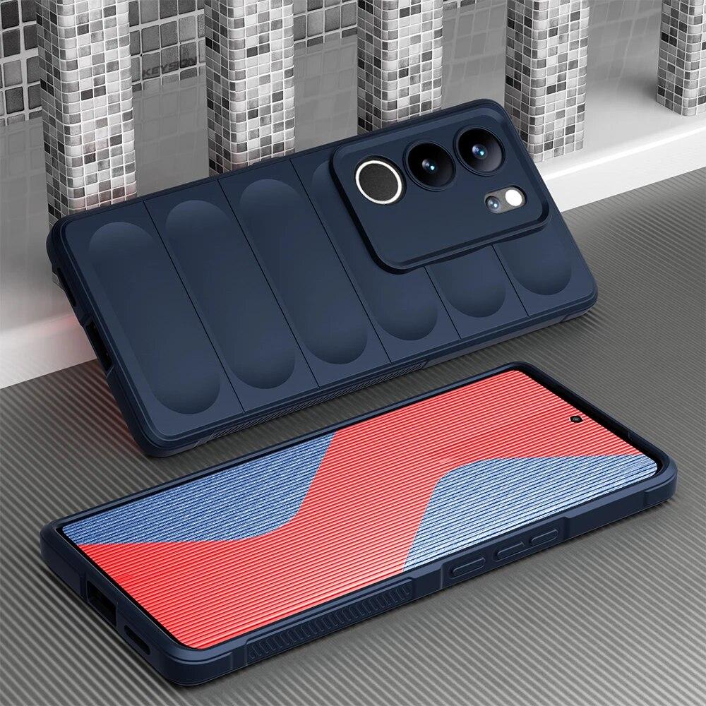 

Противоударный чехол KEYSION для VIVO V29 5G V29e V27 V27e V25 V25e, Мягкая силиконовая задняя крышка для телефона VIVO Y200 Y35 Y22S Y16 Y27 4G for VIVO Y22S темно-синий