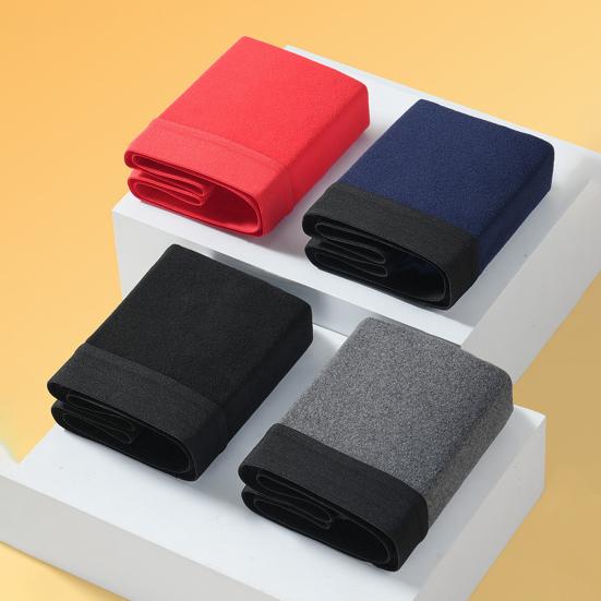 Men Boxer Underwear Mid-rise Elastic Waistband U-Convex Panties Patchwork Color Plush Thickened Quick-Heating Warm Underwear