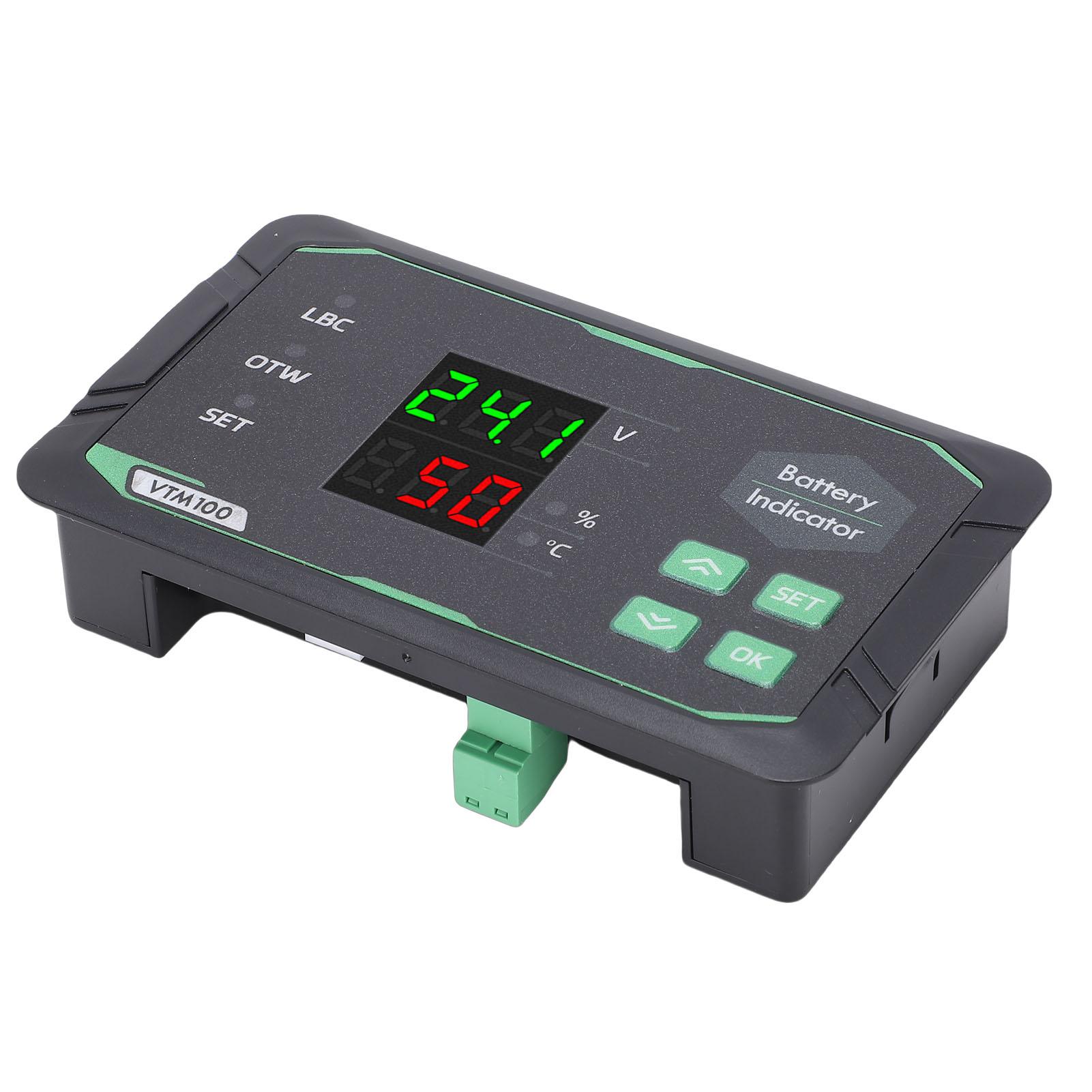 Battery Capacity Voltage Meter 3 Digit LED Display Battery Voltmeter with Low Capacity Reminder for VRLA LFP Ternary Lithium Batteries ABS+PCB