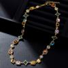 New Personalized Colorful Inlaid Zirconia Geometric Chain Necklace, Women's Fashion Trend Holiday Party  Accessories