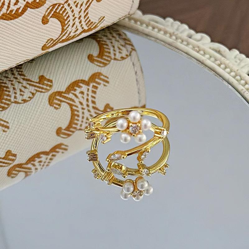 Medieval Vintage Premium Flash Diamond Retro Brushed Wide Version Open Ring Niche Light Luxury Stacked Ring Woman