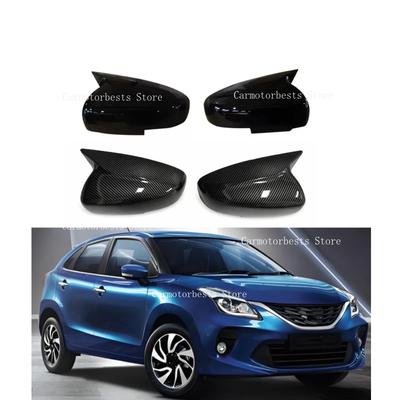 Car  Rearview Side Mirror Cover Fit For  Suzuki Baleno WB  2024 2025  Wing Cap Rear View Case Trim Carbon Fiber