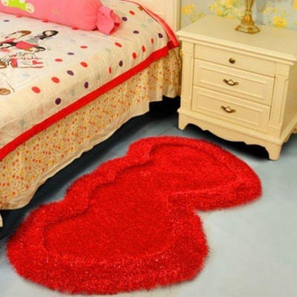 Herz-Teppich Herzförmige Schlafzimmer-Fußmatte Nachttisch-Teppich Heim-Hochzeitsteppich