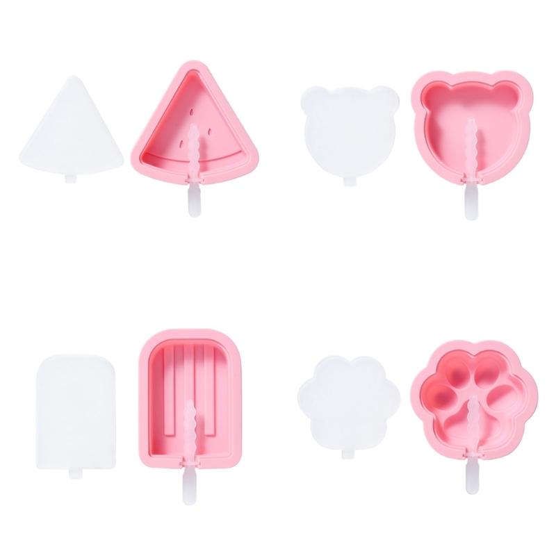 Silicone Popsicle-Molds Reusable Ice Pop-Moulds Watermelon Cat-Claw Bear Shape Mold for Children DIY Ice Popsicle-Mold