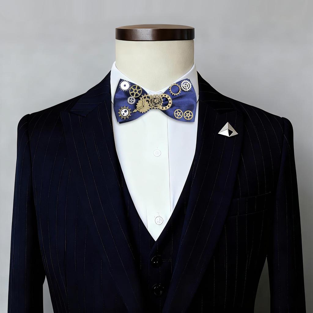 Men's Steampunk Bow Tie Corsage with Bowknot Design