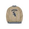 New Era Letter Logo Embroidered Striped Baseball Jacket Unisex jackets Khaki 13546437