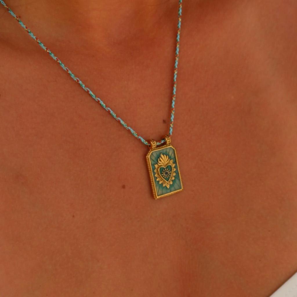 Love Heart Tarot Pendant Necklace Copper Chain With Colorful Ropes For Women Fashion Summer