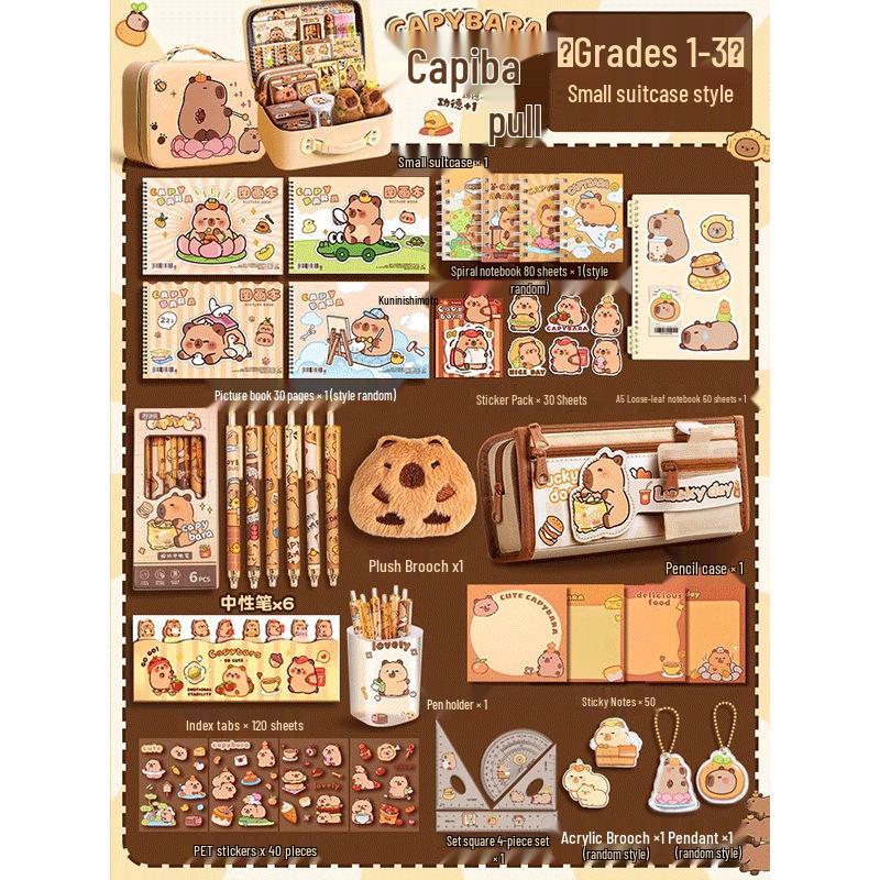 Capybara Stationery Gift Box for First Grade Boys & Girls - School Supplies Set for Back To School