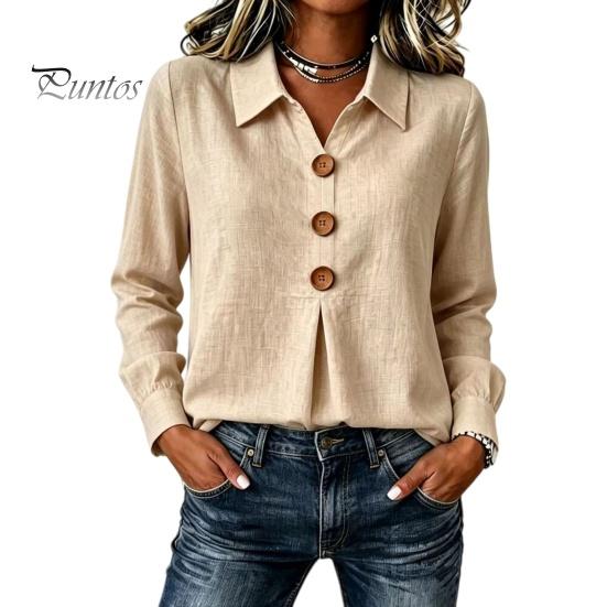 Women Button Down Shirts Shirt Blouse, Long Sleeve V Neck Loose Flowy Wrinkle Resistant Lightweight Breathable Tops Tunic Shirt, Casual Work