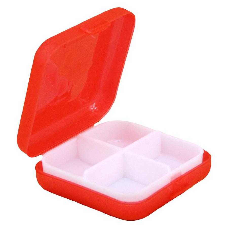 Mini-Pillendose mit 4 Fächern, Tragbarer Reise-Pillenorganizer, Kompakte Taschendosierer für Vitamine, Nahrungsergänzungsmittel