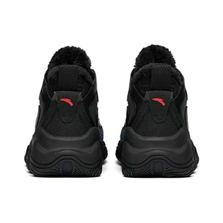 Anta Lifestyle Series Fleece Lined Shock Absorbing Wear Resistant High Top Casual Shoes Men Casual Shoes Black Blue Red 912148990-3