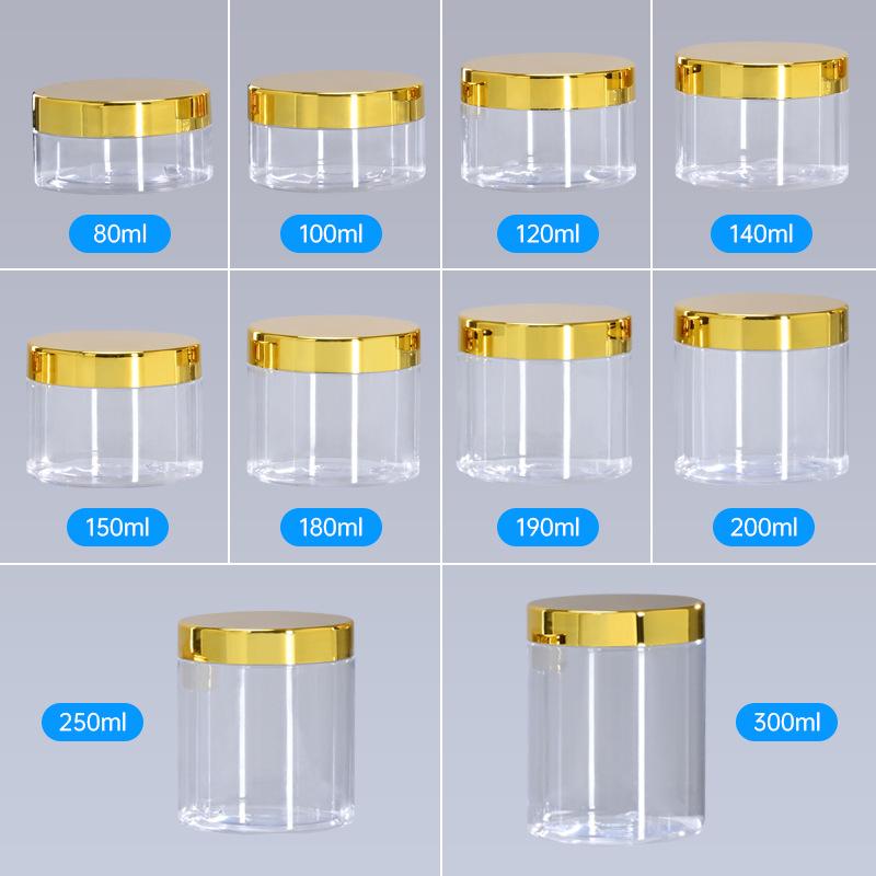 100ml Wide Mouth PET Plastic Travel Bottle & 250ml Transparent Cream Jar with Inner Cover