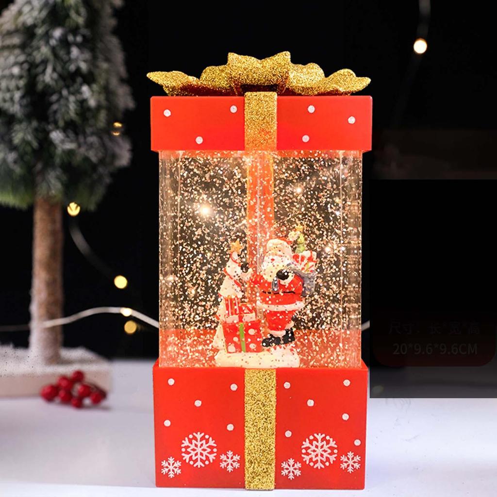 Christmas Music Box Lantern Tree Scene Glittering Snowing Toy for Desktop Home Decor