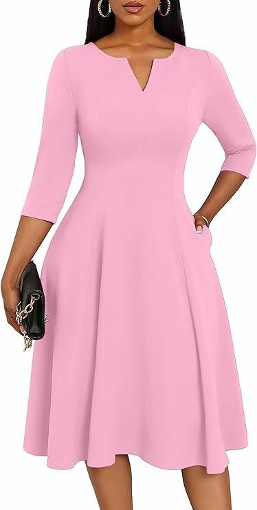Medium and long dress, font slim fit, horn dress, seven-quarter sleeve wedding guest work dress