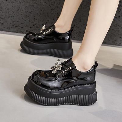 Platform Loafers Women's Spring New Versatile British Style Small Leather Shoes Muffin Bottom Slope Heel Height-increasing Women's Shoes