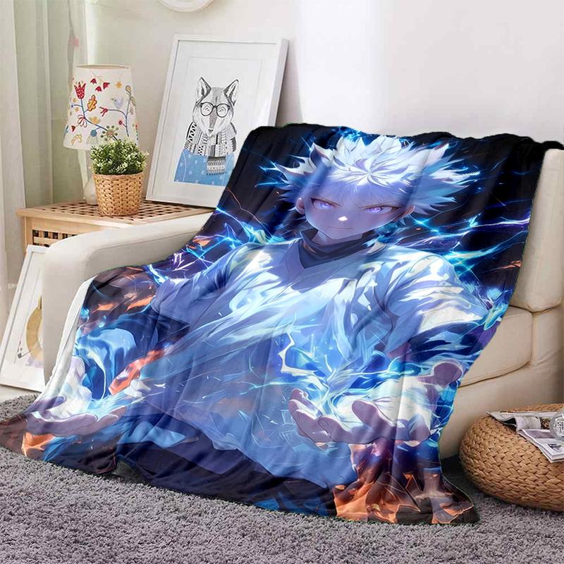 HXH Hunter X Hunter GON FREECSS Killua Zoldyck Cartoon Anime Flannel Blanket,Soft Throw Blanket for Home Bedroom Bed Sofa Gift