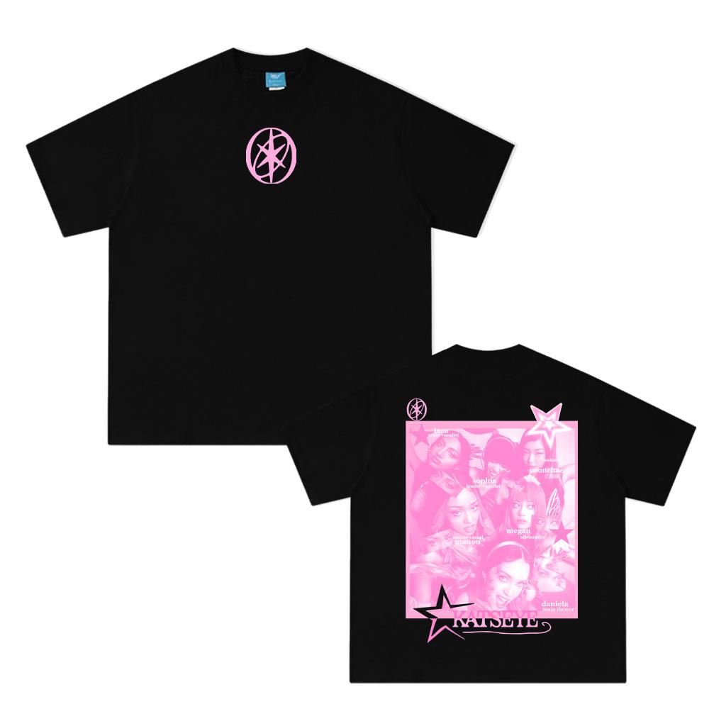 Tricou K-pop Grup de Fete KATSEYE Stil Nou de Vară 100% Bumbac Calitate Înaltă TOPS Gât Rotund Confortabil Ropa De Mujer