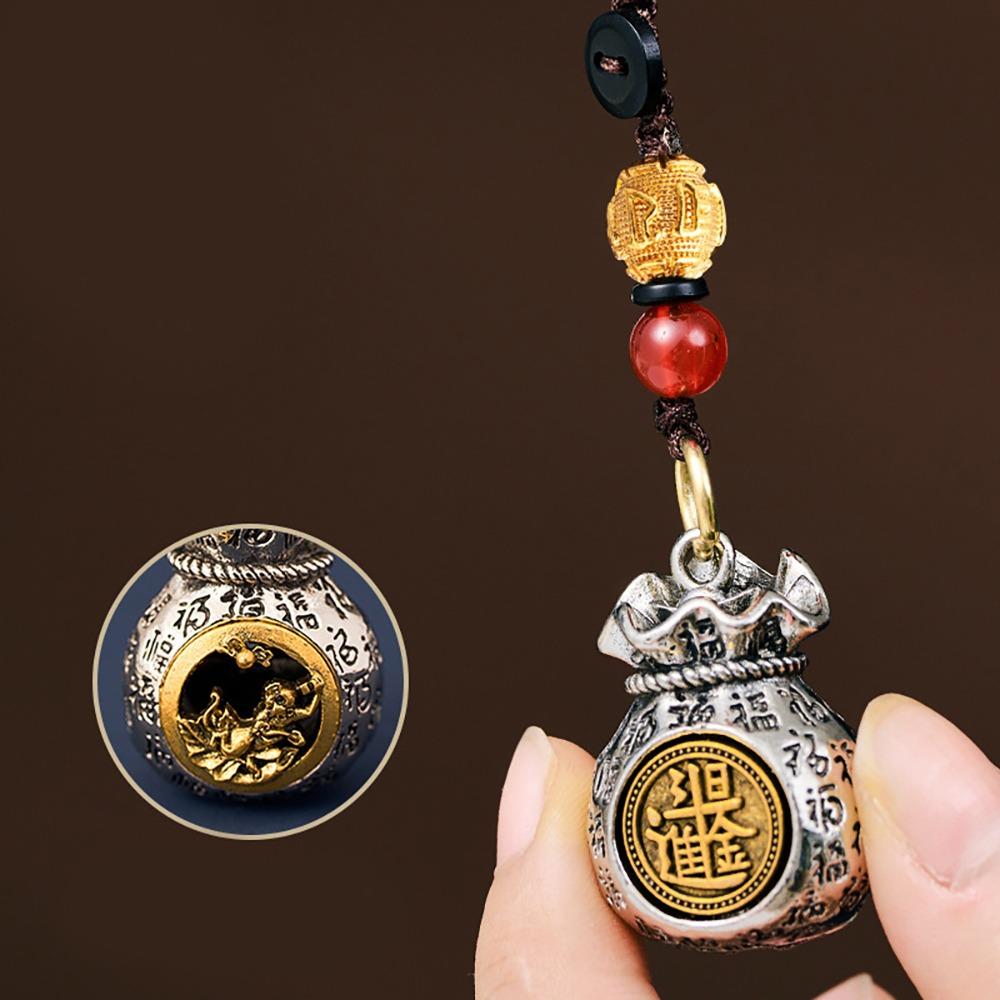 Chinese Style 12 Zodiac Keyring Brass Dragon Keychain Sheep Lucky Bag Pendant  Backpack Decor