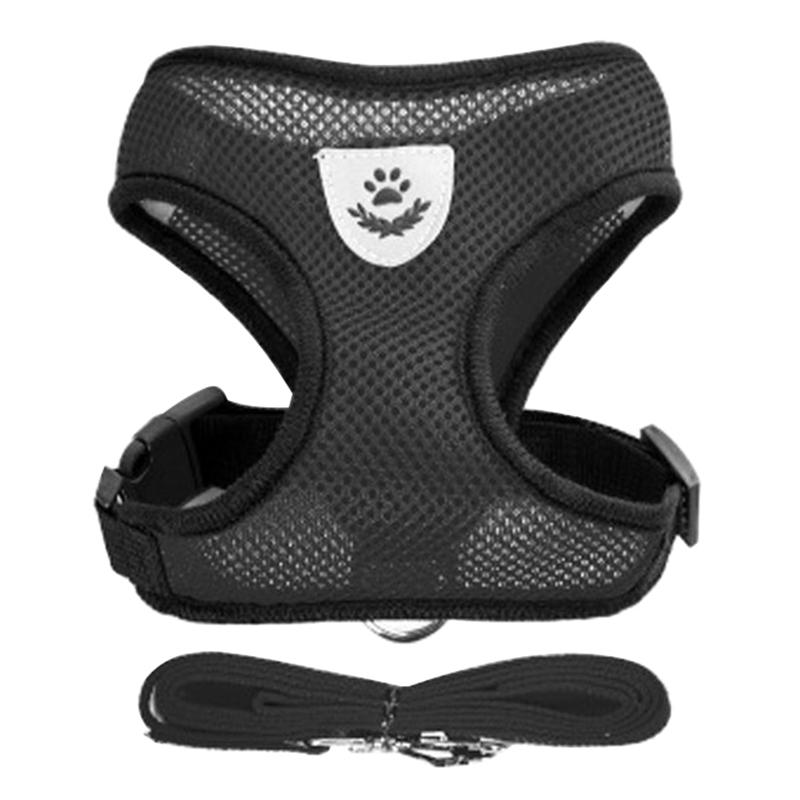 Hundegeschirr für kleine Hunde und Katzen, verstellbares Haustiergeschirr und Leine, Set mit atmungsaktiver Weste für Mops, Chihuahua, Bulldogge, Hundezubehör
