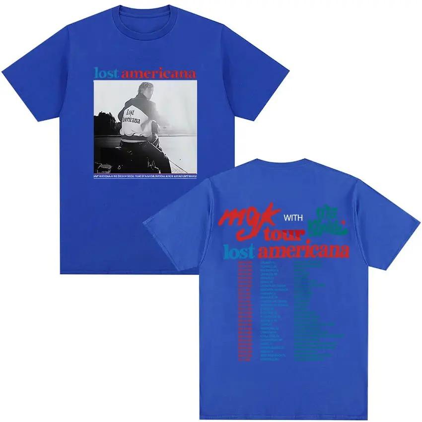 Rapper MGK Lost Americana 2026 Tour Graphic TShirt Unisex Pop Fans Fashion Vintage Loose Cotton TShirt Y2K Streetwear