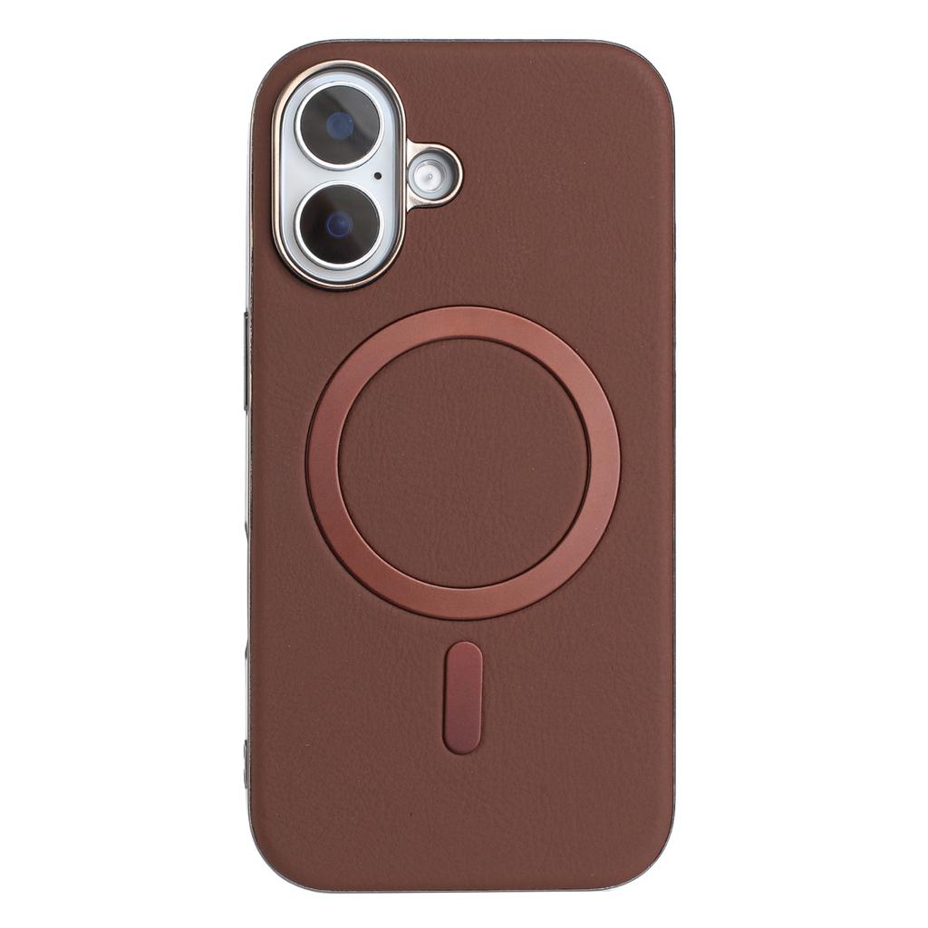 For iPhone 16 Case BINFEN COLOR BF40 Compatible with MagSafe Electroplated PU + TPU Phone Back Cover