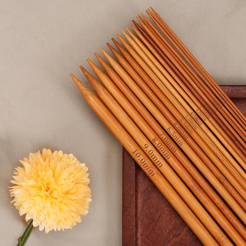 Bambus Stricknadeln Set - Gerade Handgefertigte Werkzeuge zum Stricken von Schals & Puppen