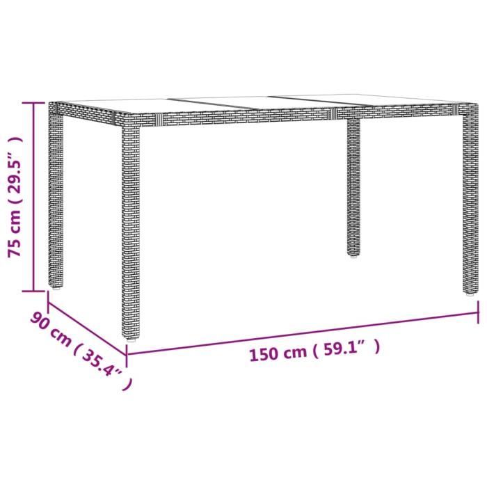 VidaXL Table de jardin plateau en verre Résine tressée verre trempé 319553