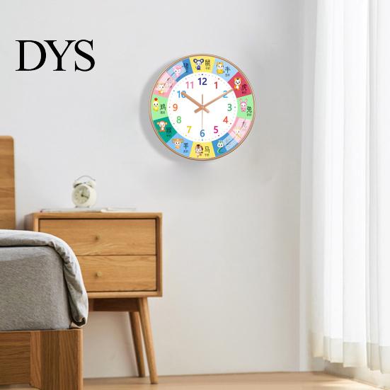 Bedroom Decor Wall Clock Colorful Silent Classroom Playroom Teach Time Child Telling Skills for Kids Room Learning to Tell