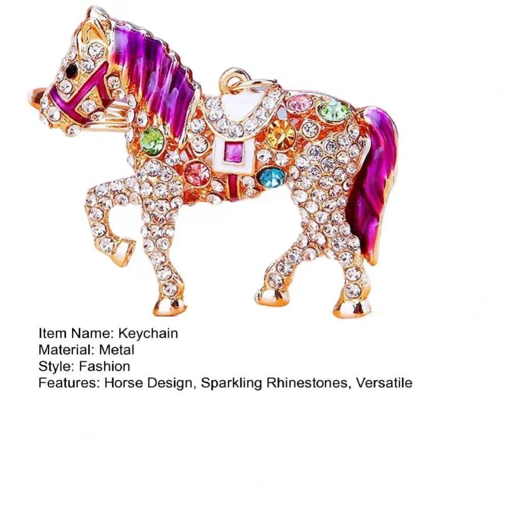 Metal Horse Key Chain Colorful Animal Key Ring Luxury Hand Bag Pendant For Women Men