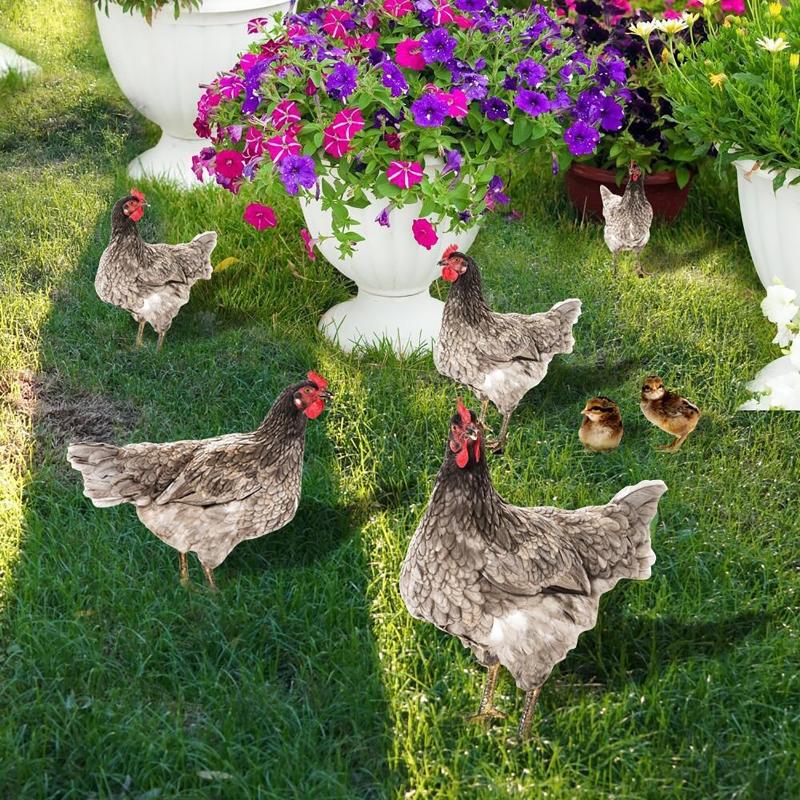 Chicken Garden Stakes Acrylic Yard Signs Outdoor Sculpture Statue Potted Plant Ornaments Garden Insert Yard Lawn Decor
