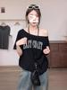 Summer 2025 American Retro One-Shoulder Spicy Girl Loose Cotton Tee
