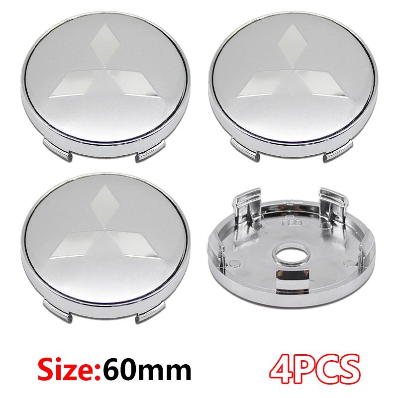 

60mm, 4pcs Car Wheel Center Caps: Stickers Specifically Designed for Mitsubishi Pajero, Outlander, XL, Montero, Lancer, Trito