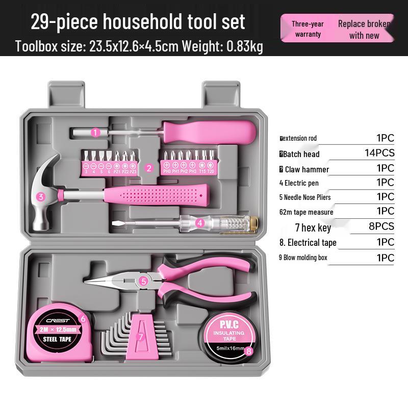Ruide Household Tool Set: Complete Maintenance Kit with Screwdrivers, Pliers, and More.