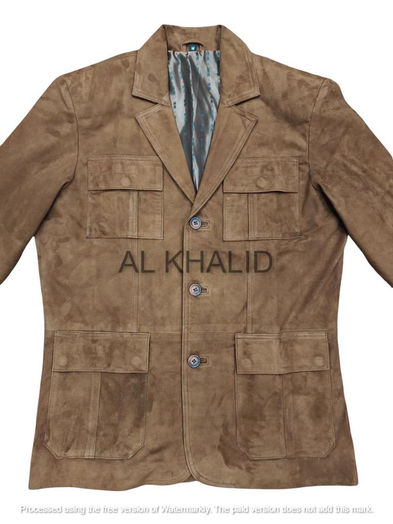 Handgjord Formell Stilren Casual Fest Herr Brun Äkta Mjuk Mocka Läder Blazer