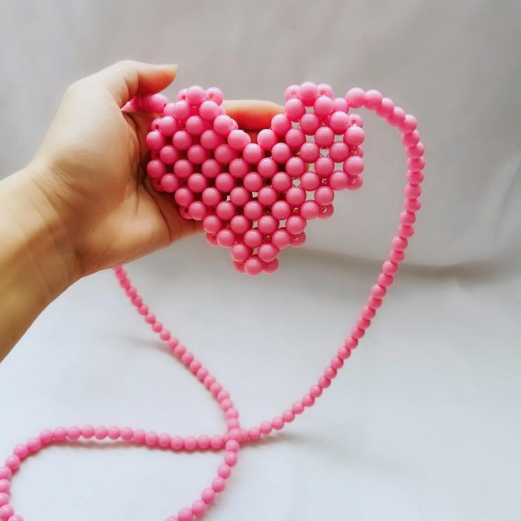 Mini Lipstick Handbags Pearl Women's Bag Crossbody Multicolor Love Shape Work Beads Women Spring and Summer All-match Fashion