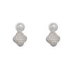 Four-Leaf Zircon Flower Pearl Stud Earrings - Shiny s925 Silver Needle, Exquisite and Versatile Fashion.
