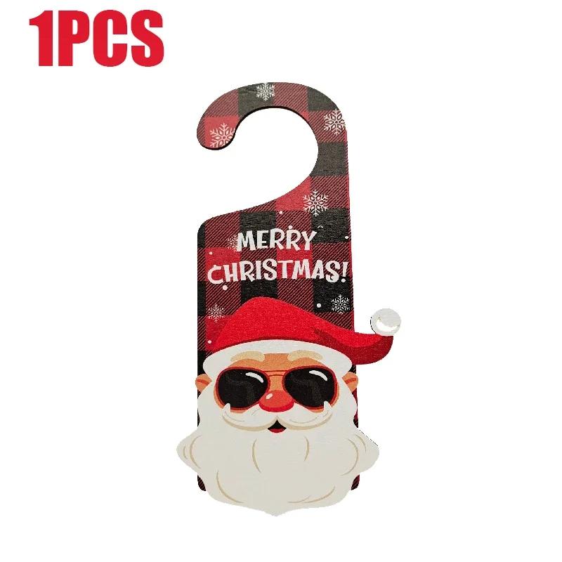 2025 New Christmas Decorations Paper Door Hanging Santa Elk Party Decoration Props Door Sign Door Handle Hangings Decoration