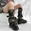 Punk Leg Warmer Subculture Long Socks Spring Summer Camo Water Washed Cowboy Wasteland Spicy Girl Strap Leg Covers Boots Cuffs